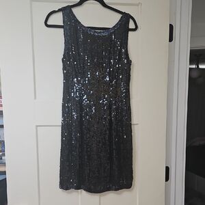 Black Sequin Mini Dress - Sleeveless Cocktail Shift